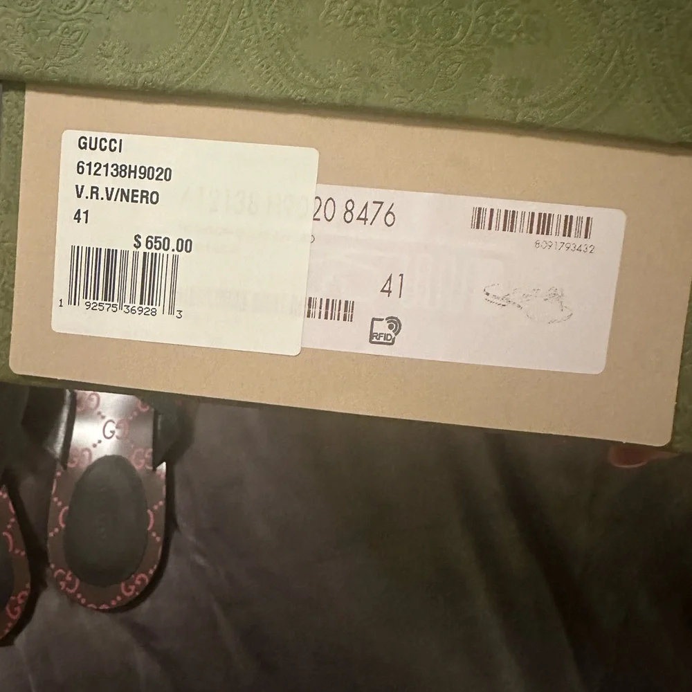 NEW Gucci Black & Brown Interlocking GG Slides